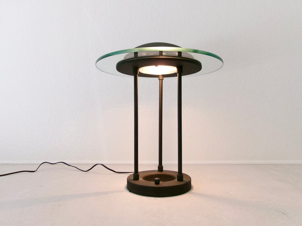 1980's Postmodern Robert Sonneman Saucer Table Lamp