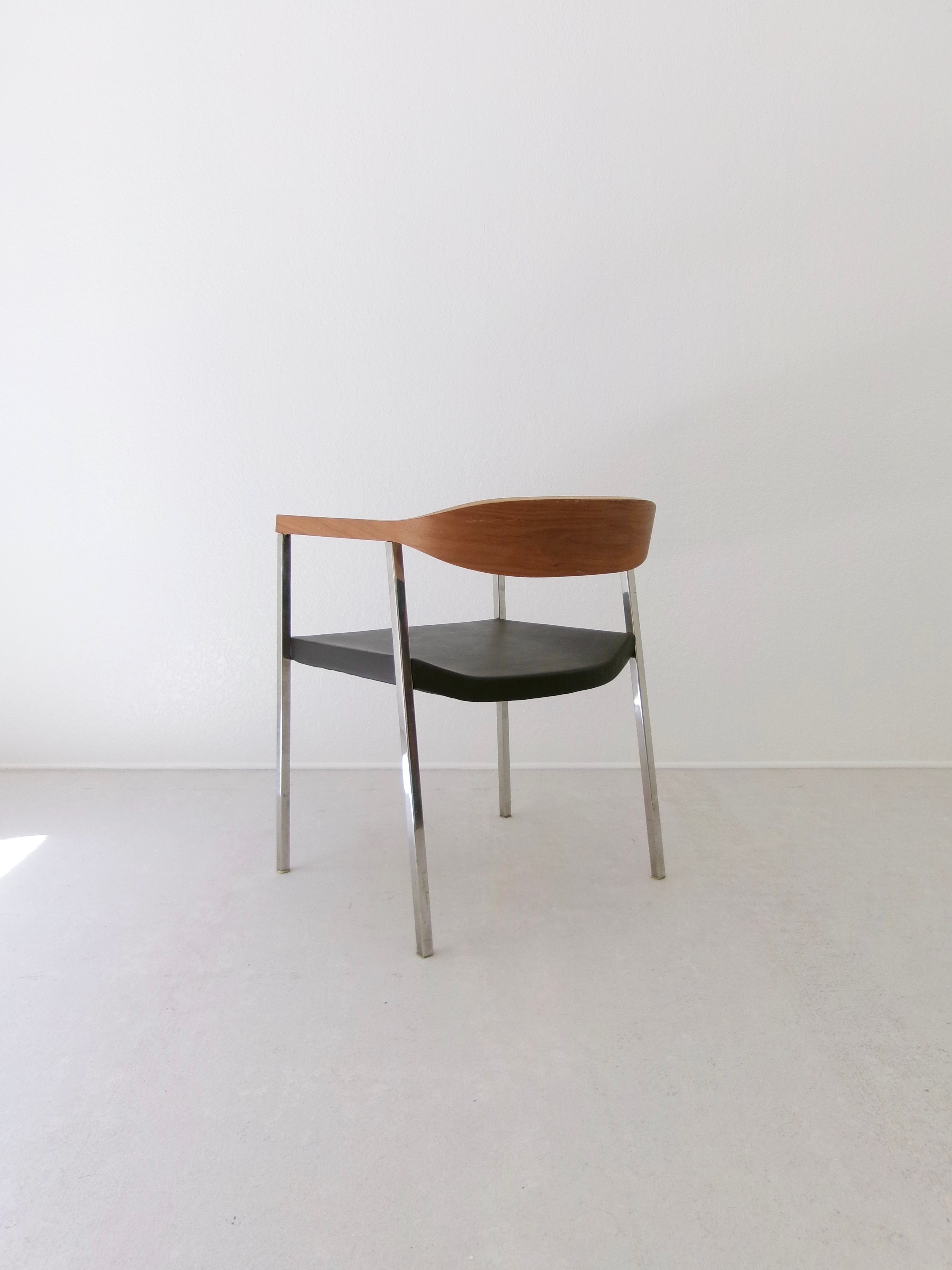 After Voitti Haapalainen Asko/Stendig Accent Chair in Bent Oak and Chrome