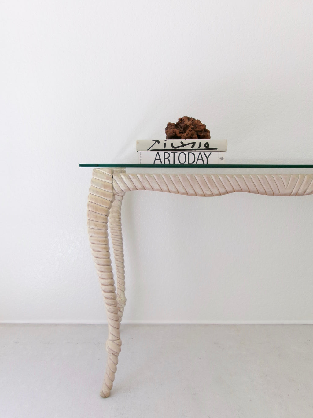 Vintage Italian Rope Knot Carved Ebony Wood Console Table