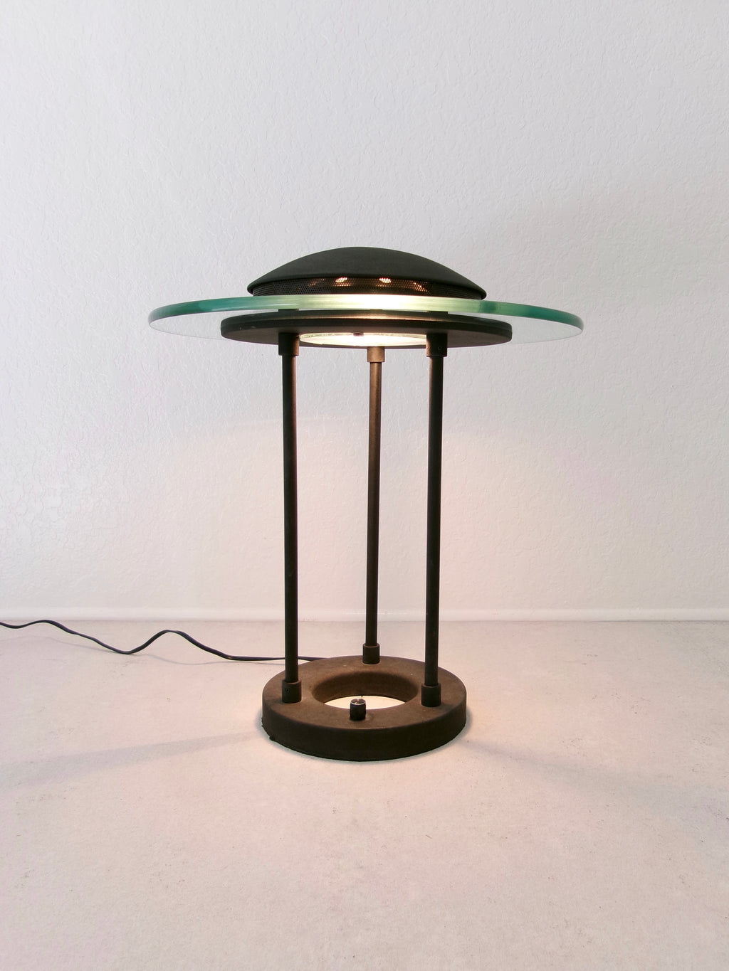 1980's Postmodern Robert Sonneman Saucer Table Lamp