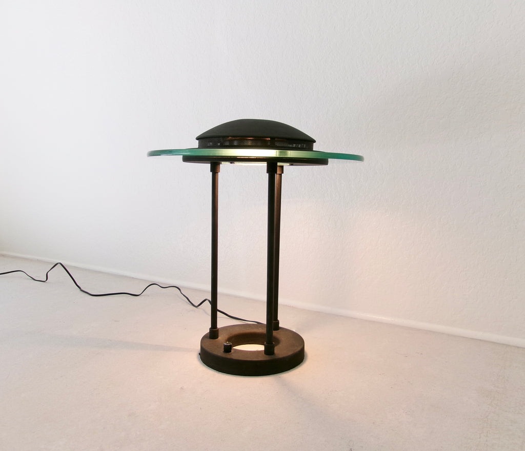 1980's Postmodern Robert Sonneman Saucer Table Lamp