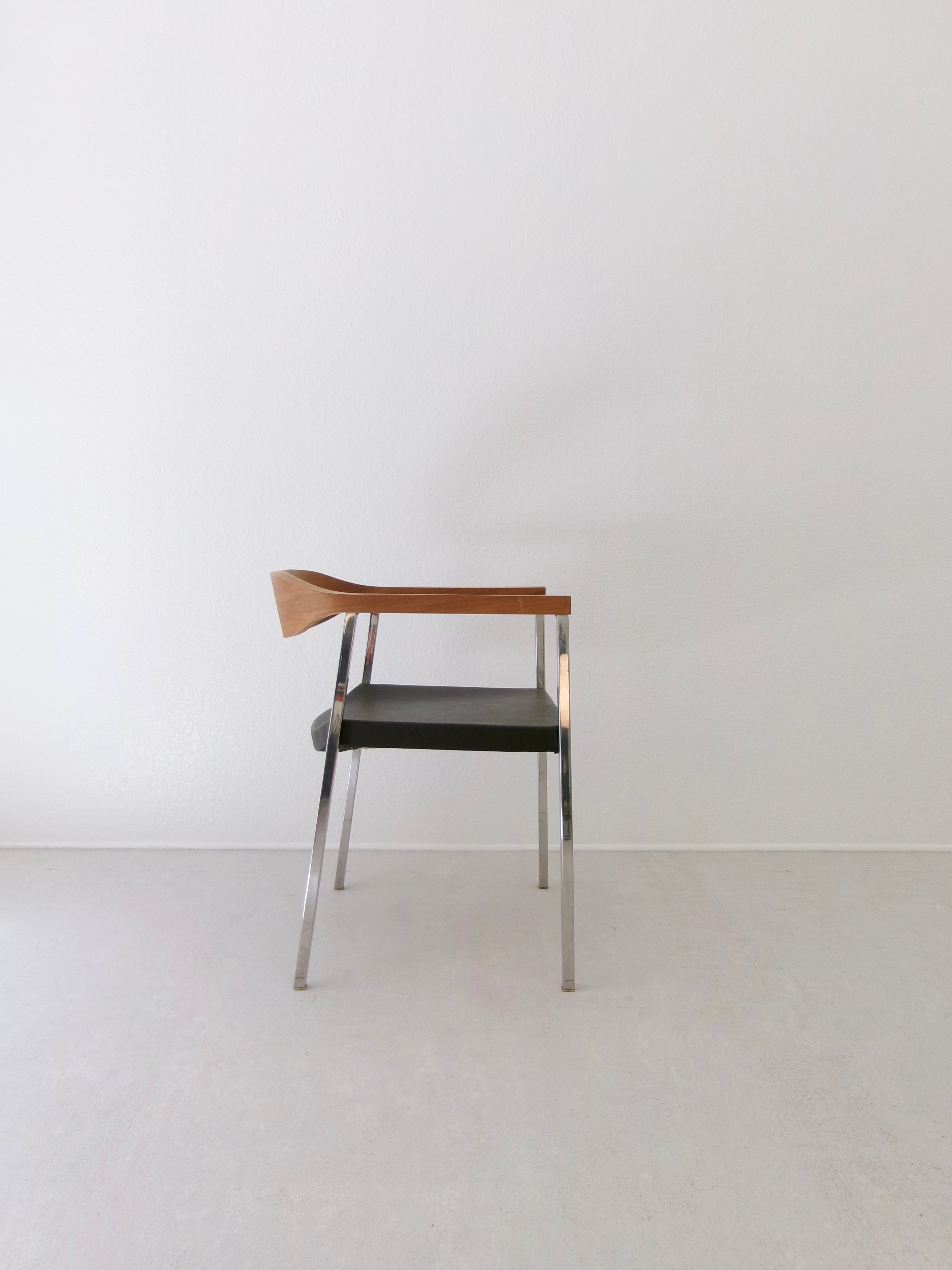 After Voitti Haapalainen Asko/Stendig Accent Chair in Bent Oak and Chrome