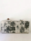 Contemporary Bernhardt Rohe Espinoza Media Console Credenza in Marbled Goatskin Parchment