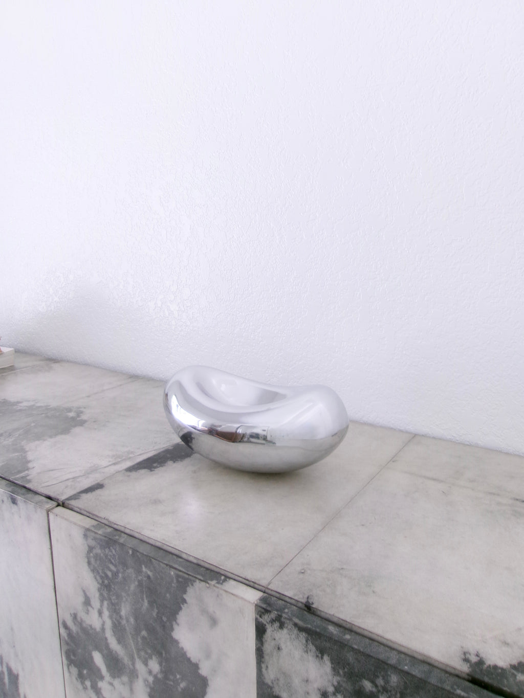 vintage polished chrome bean bowl sculptural decorative centerpiece for coffee table or console 